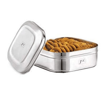 JVL Stainless Steel 3350ml Square Costa Tin Shape Container Box With Steel Lid (SCS-3) 