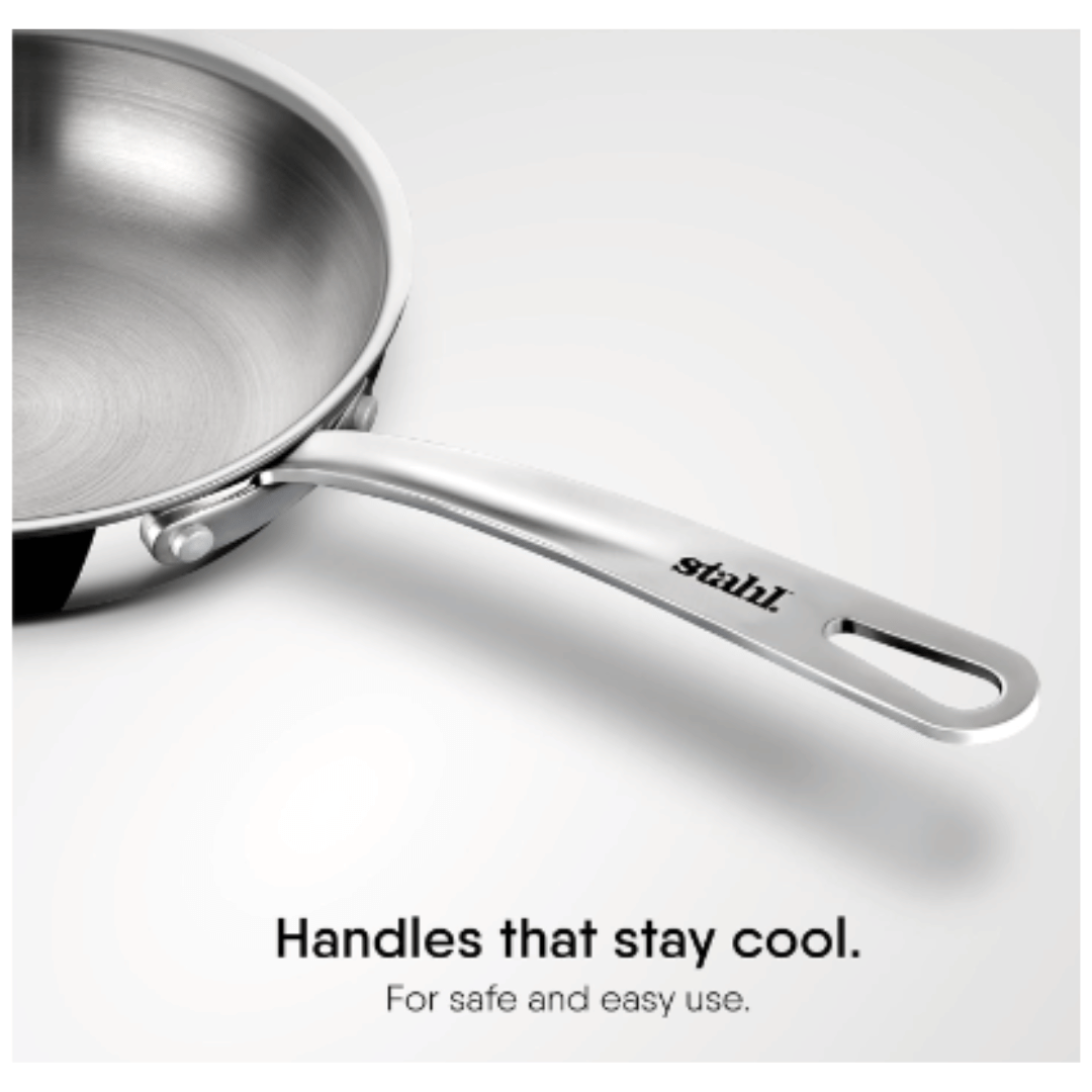 Stahl 0.6 L Triply Stainless Steel Frying Pan Without Lid, Induction Base, 4436