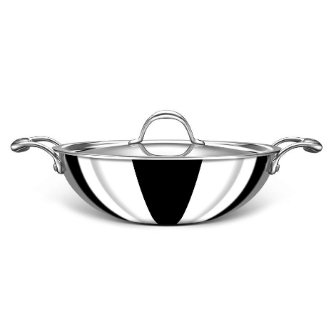 Stahl 5.1 L Capacity Stainless Steel, Non-stick, Induction Bottom Kadhai, 6330