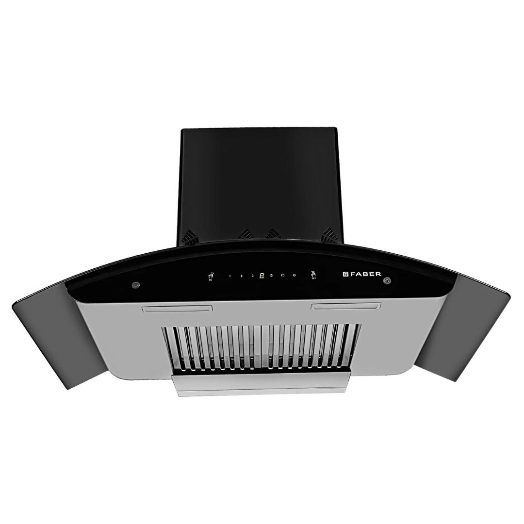 Faber Premia 3D Plus IND HC SC BK 90 Auto Clean Wall Mounted Chimney  1298m3/hr Suction power Black Filterless Touch & Gesture Control