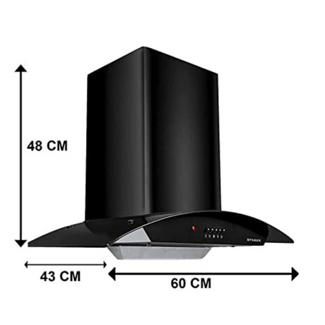 Faber Hood Alpha HC PB BK 60 1500 m鲁/hr Auto clean  Wall Mounted  Chimney Baffle Filter Touch Control & Motion Sensor Black Tempered glass With Stainless Steel
