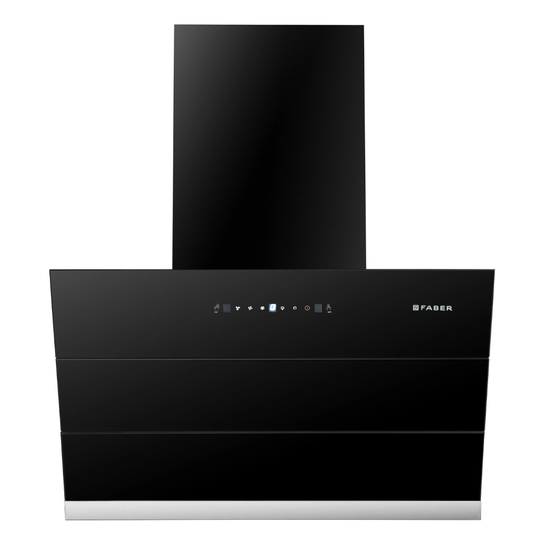 Faber Zenith FL SC AC BK 60 1350m3/Hr  Wall Mounted Chimney Kitchen Hood With Auto clean Technology Filterless Touch Control Black
