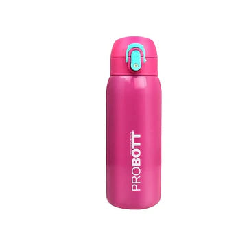 Little 390ml Kids Thermos Flask – Stainless Steel Vacuum Insulated Water Bottle with One-Click Flip Lid, Leak-Proof, Pink | PB 390-01