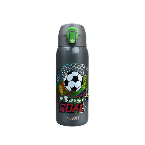 Champ 230ml Kids Thermos Flask – Stainless Steel Vacuum Insulated Water Bottle with One-Click Flip Lid, Leak-Proof, Grey | PB 230-02