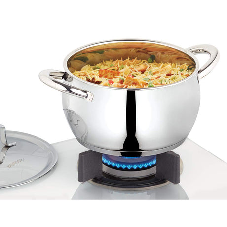 Borosil 2.2 Ltr Tri-Ply Bottom Stainless Steel Handi Casserole with Lid