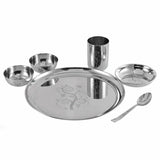 Kraft Radiant Traditional Stainless Steel Dinner Set of 1 Thali - 6 Pcs