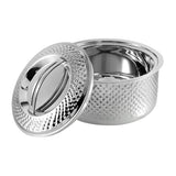 Hammered Double Wall Stainless Steel Casserole - 3 Litre