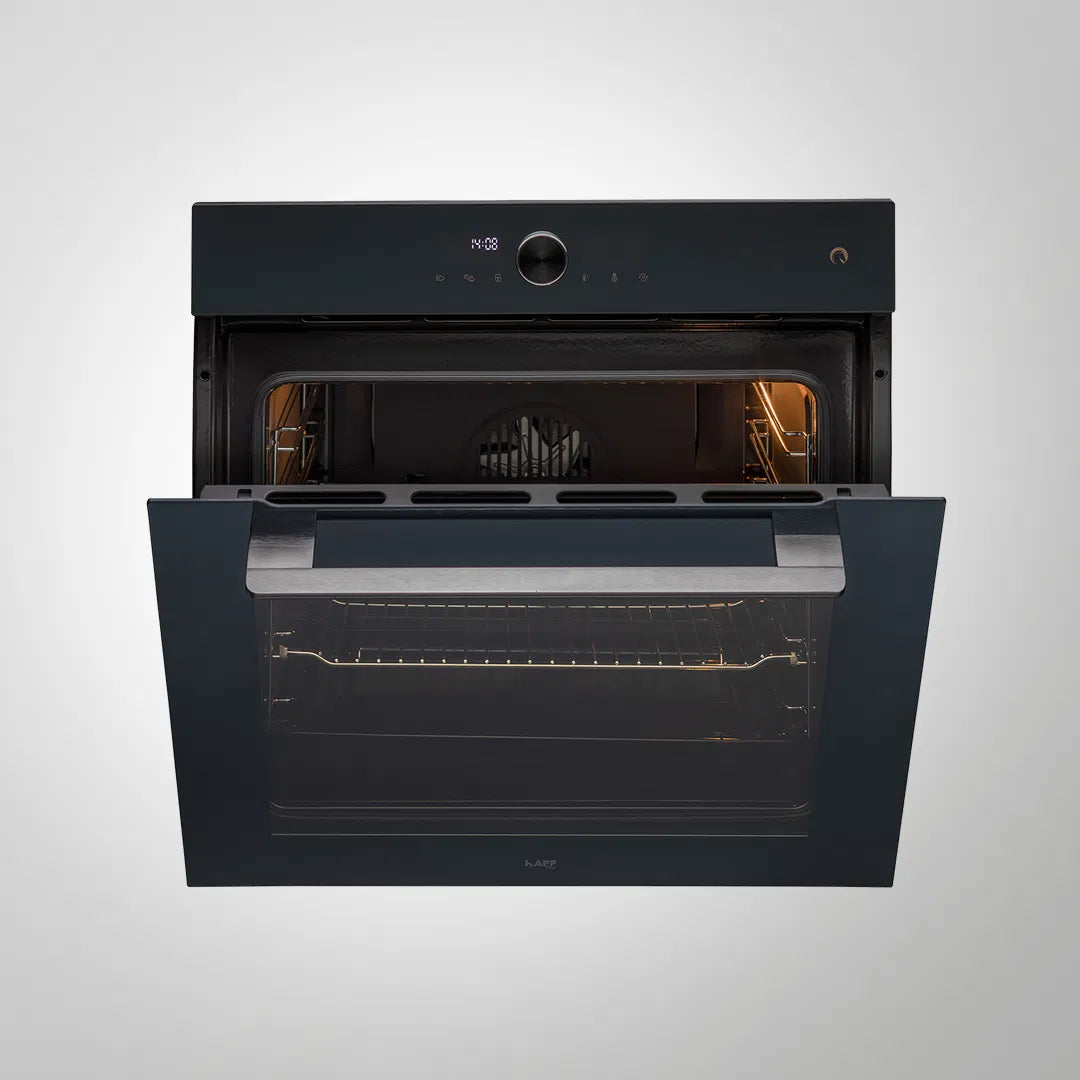 OV81 ZNSCN 81L Extra Large Built-in Electric Oven with 3D Hot Air, 14 Functions, Soft Close, LED Knob – Half Mirror Glass Finish