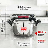 Prestige Flip-On Tri-Ply Stainless Steel Pressure Cooker 3 L 180M With Glass Lid 20711