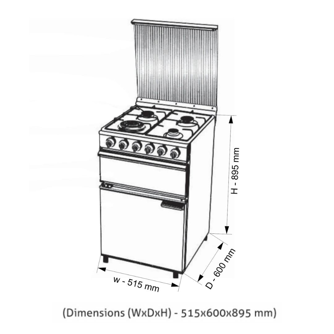 Glen Cooking Range 2011 SSTR Stainless Steel Gas Grill, Gas Oven 1 Triple Ring Burner, 3 Aluminium Alloy Burners