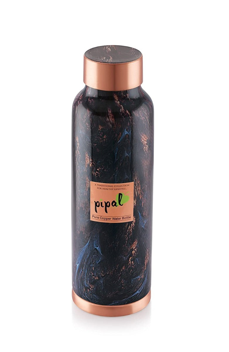 Pipal Copper Water Bottle Designer Black Granite (1000 ml)