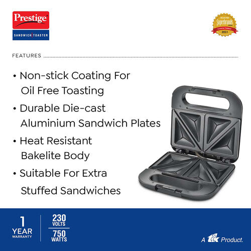 Sandwich Toaster With Fixed Sandwich Plates - PSDP 03 - SS