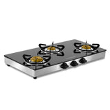 Swift 3 Burner Gas Stove Manual Ignition Glass Top (Black)