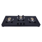 773 CT VETRO TKN Crown DT Series 75 cm Glass Top 3 Burner Cooktop with Forged Brass Burners