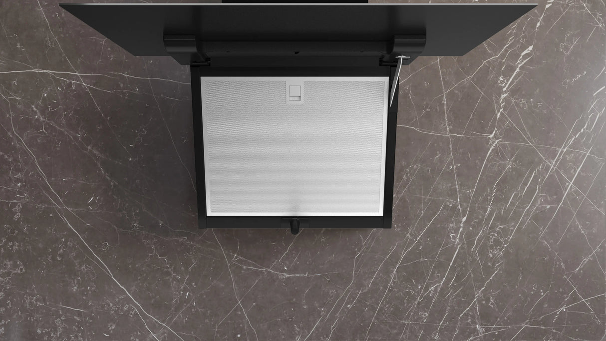 iQ300 Wall-Mounted Cooker Hood 60 cm, Clear Glass Black, iQdrive Motor, Home Connect – LC67KFN60