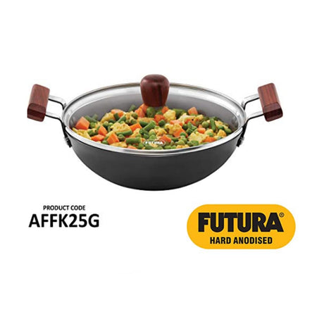 Futura Deep-Fry Pans Fish-Fry Kadhai 2.5 L with Glass lid :AFFK25G