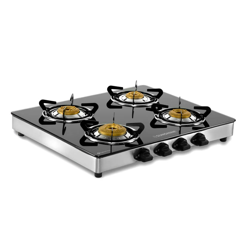 Swift 4 Burner Toughened Glass Gas Stove Manual Ignition