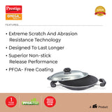 Prestige Omega Select Plus Non-stick Appachatty with Stainless Steel Lid, 20cm (Black)