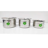 JVL Small Size Formal Handi Silver Touch Bottom 3 PC Set With Lid - 225ml, 350ml, 500ml