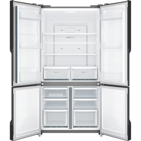 564L 700 Series Quad Door Refrigerator EQE5600B-B – Inverter Compressor, Cooling360, GreenZone Crisper