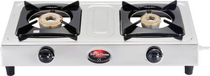 Suryaflame 2 Burners AMAZE Stainless Steel Brass Burners Manual Gas Stove (NA)