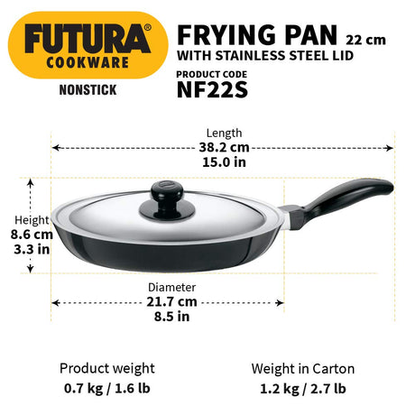 Hawkins Futura Non-Stick Frying Pan with Steel Lid 22cm NF22S