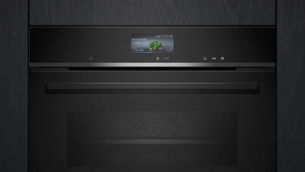 iQ700 Built-in Compact Oven With Steam Function 60 x 45 cm Black CS736G1B1 (Home Connect)