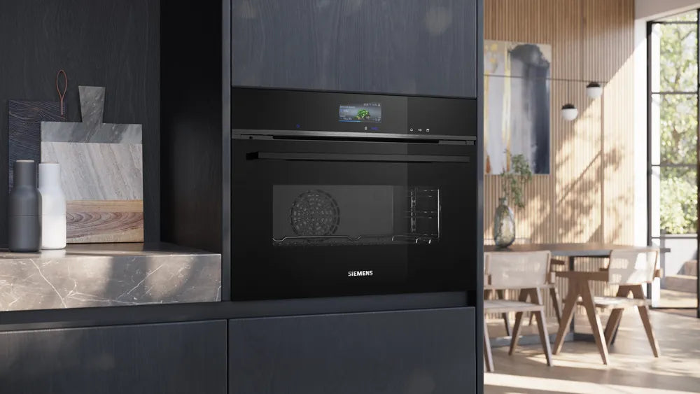 iQ700 Built-in Compact Oven With Steam Function 60 x 45 cm Black CS736G1B1 (Home Connect)