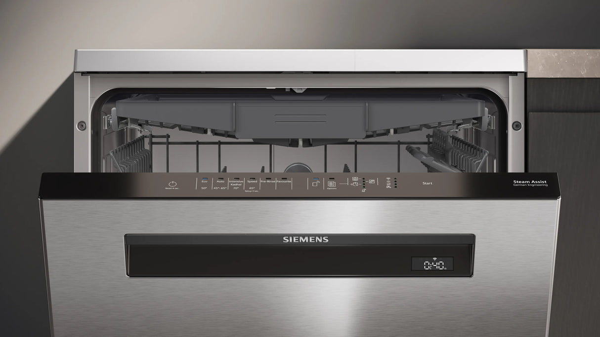 iQ500 Free-Standing Dishwasher 60 cm, Brushed Steel Anti-Fingerprint, 15 Place Settings, Wi-Fi Enabled – SN15HI00MI