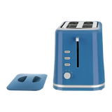 AT 205 2-Slice Pop-up Toaster, 800W, 6 Browning Levels, Reheat & Defrost Functions, Blue