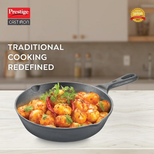 Prestige Cast Iron Scratch Resistant Round Base Fry Pan, 20cm (Black) 30558