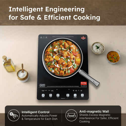 Sleeq 2300W Induction Cooktop with 7 Preset Indian Menus, 4kV Surge Protection & Soft Touch Controls