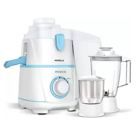 Havells Rigo 2 JAr GHFJMBUW050 500 W Juicer Mixer Grinder (White and Blue, 2 Jars)