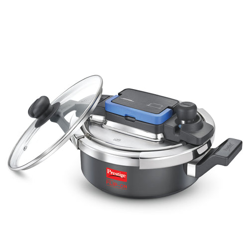 Prestige Svachh Flip-on Mini Hard Anodised Spillage Control Pressure Cooker with Glass Lid, (Black) 20167