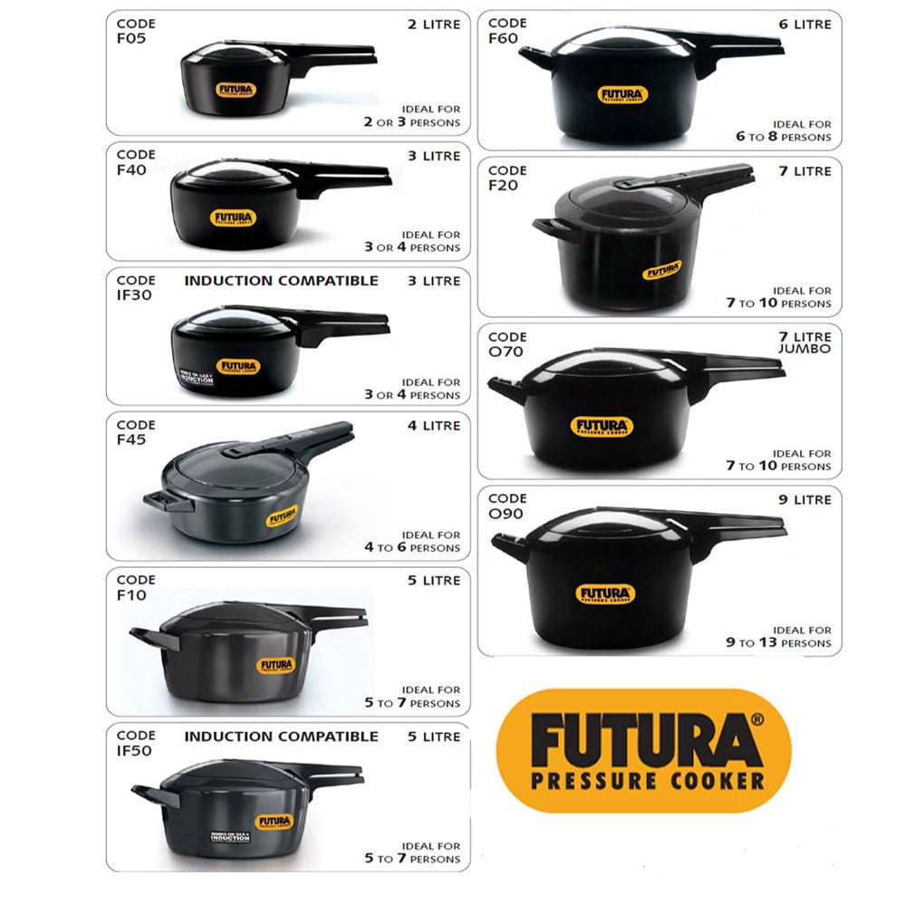 Hawkins Futura Pressure Cooker Induction Base 3 Litre: IFP 30 with Hawkins Futura Genuine 2 Gasket & 2 Safety Valve