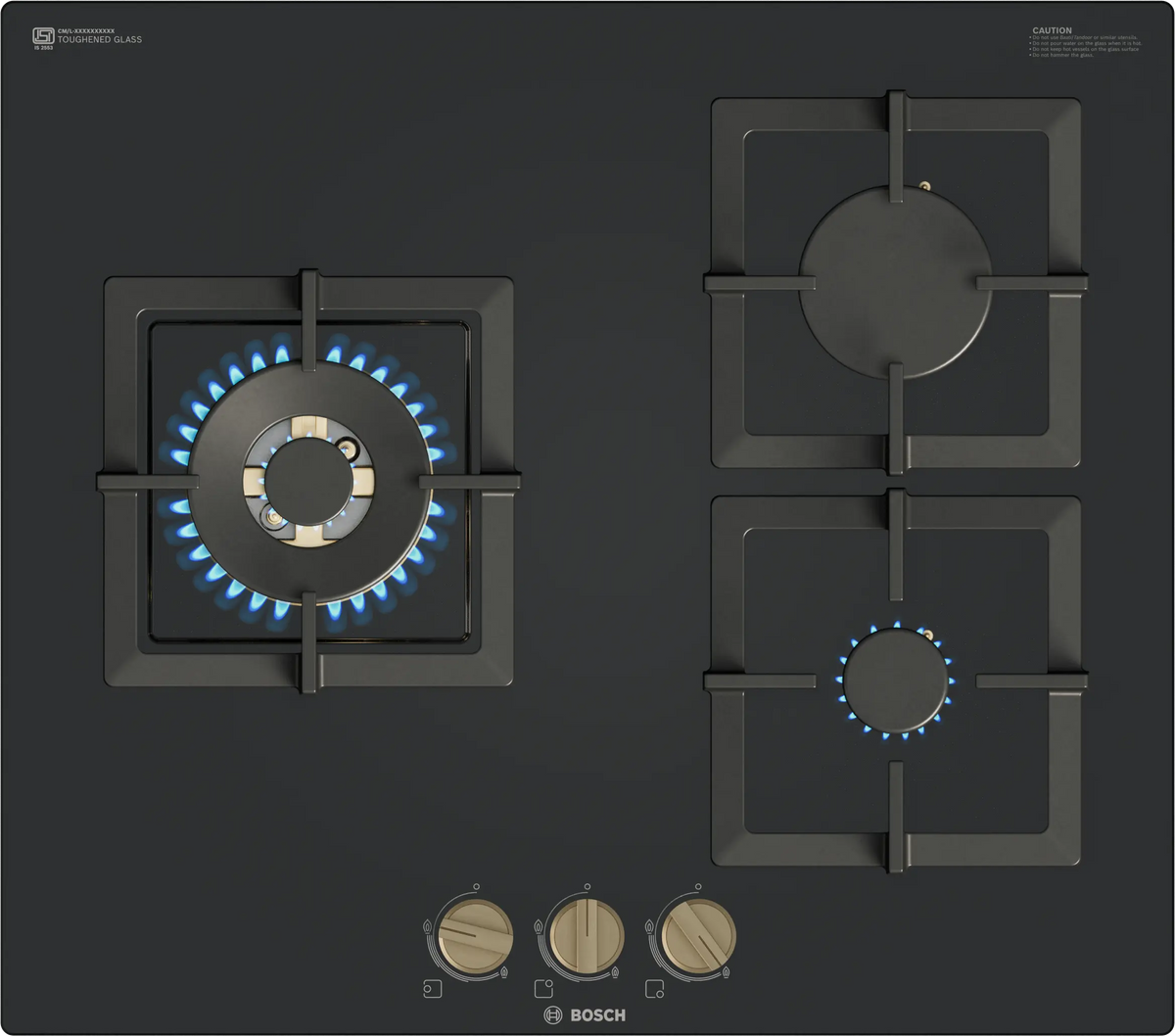 Series 4 Gas hob 60 cm Tempered glass, Black PNC6B6F20I
