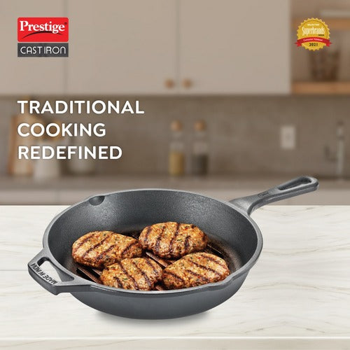 Prestige Cast Iron Scratch Resistant Gas and Induction Compatible Grill Pan, (Black) 30560