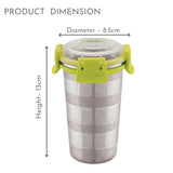 Stainless Steel Designer Klip Lock Tumbler with Lid & Straw – 350ML Leak-Proof Travel Mug for Office, Kids, Juice, Buttermilk | BPA-Free, Airtight, Dishwasher Safe