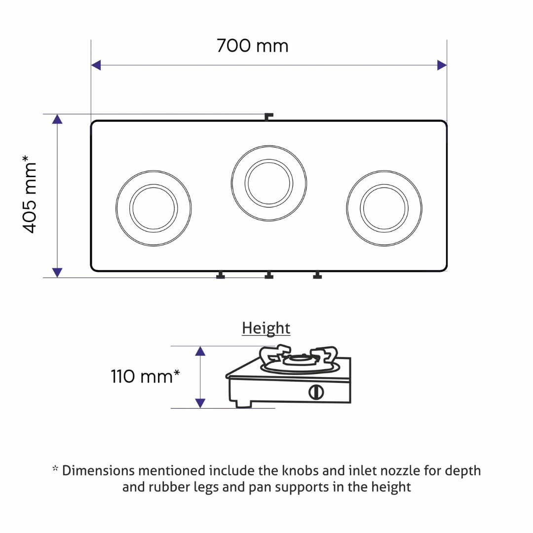 Glen CT 1030 GT Brass Burner Black 3 Burner Glass