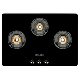 Faber NiOS DLX 753 BB BK Glass Cooktop with Manual Gas Stove MS POWDER COATED Finish (3 Burners)