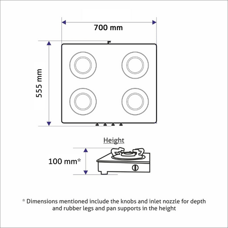 Glen CT 1047 Ultra Slim Black 4 Burner