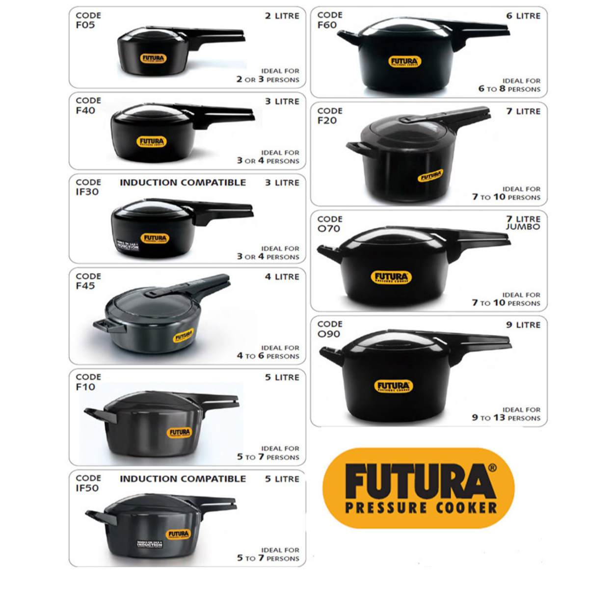 Futura 3 Litre Hard Anodised Pressure Cooker:FP 30