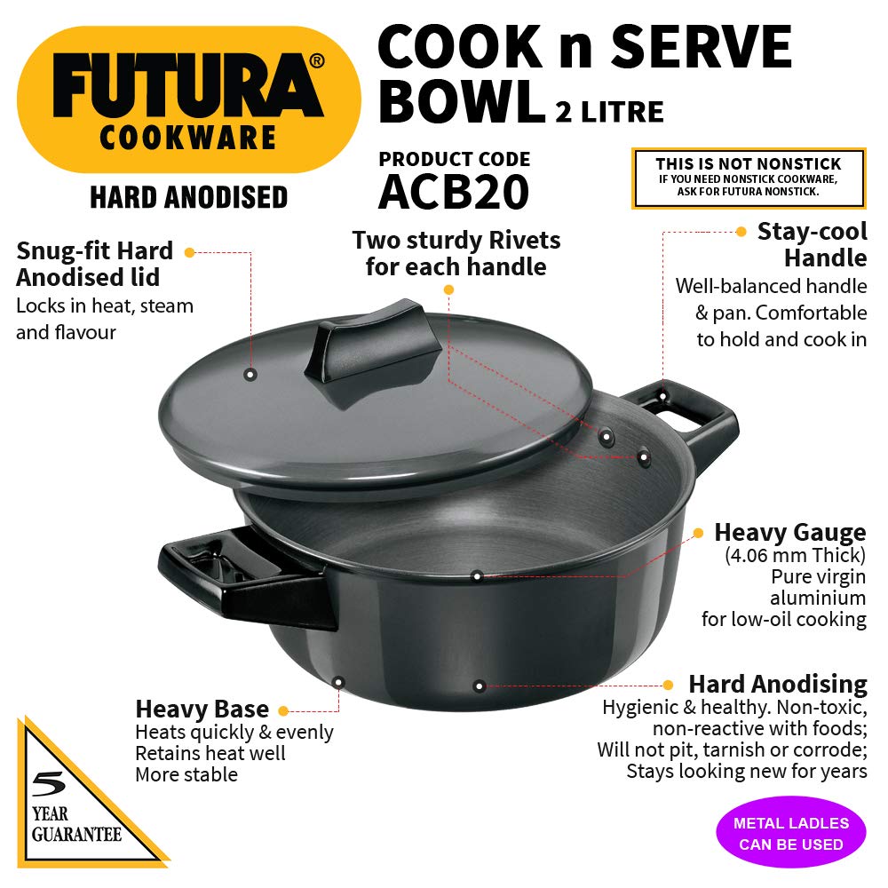 Hawkins Futura Hard Anodised Cook-n-Serve Bowls 2 L : ACB 20