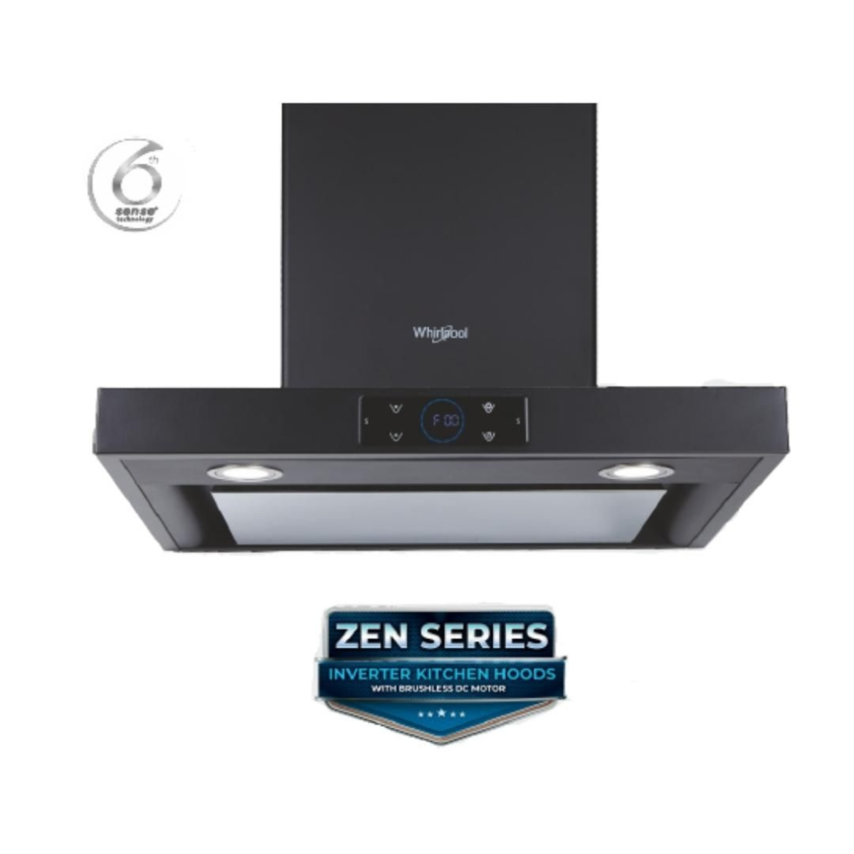 Whirlpool ZEN TQT 6W TA BLDC BK HOOD 60 cm Touch Control With Motion Sensor Wall Mounted Chimney  Black Finish