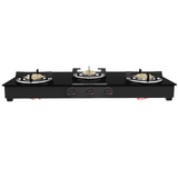 Bosch Series 4 PNW1E6W10I Tabletop Gas Hob 80cm Black Tempered Glass 3 Brass Burners