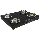 Bosch PNP0E6W10I Series 4 Tabletop Gas Hob 60cm Black Tempered Glass 4 Burners Brass Burners