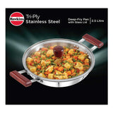 Hawkins Tri-Ply Stainless Steel Deep Fry Pan With Lid 2.5 Litre