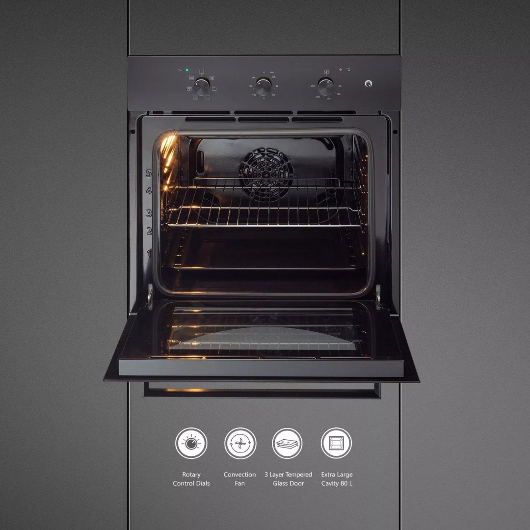 
KAFF OV 80 ML 7 | 60cm ELECTRIC OVEN | Extra Large Cavity | Full Black Finish |  Built In Ovens