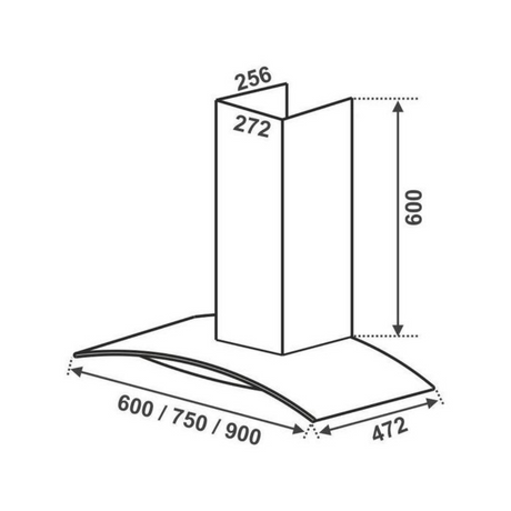 Elica GLACE TRIM ETB PLUS LTW 75 NERO TC3V LED 75cm 1220 cu.mtr/hr Baffle Wall Mounted Stainless Steel