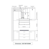 Hafele Rhine 90 Wall Mounted Chimney 90 cm 538.81.643